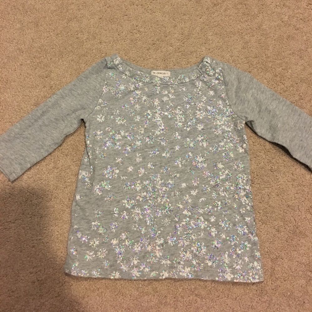 Crewcuts Grey Glitter 3/4 Sleeve T-Shirt